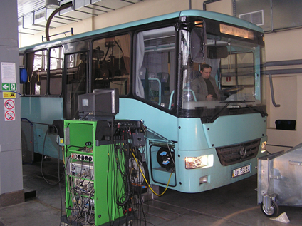 Стендові випробовування автобуса на відповідність вимогам Правил ООН № 24 та № 49 стосовно встановлення сертифікованого двигуна
